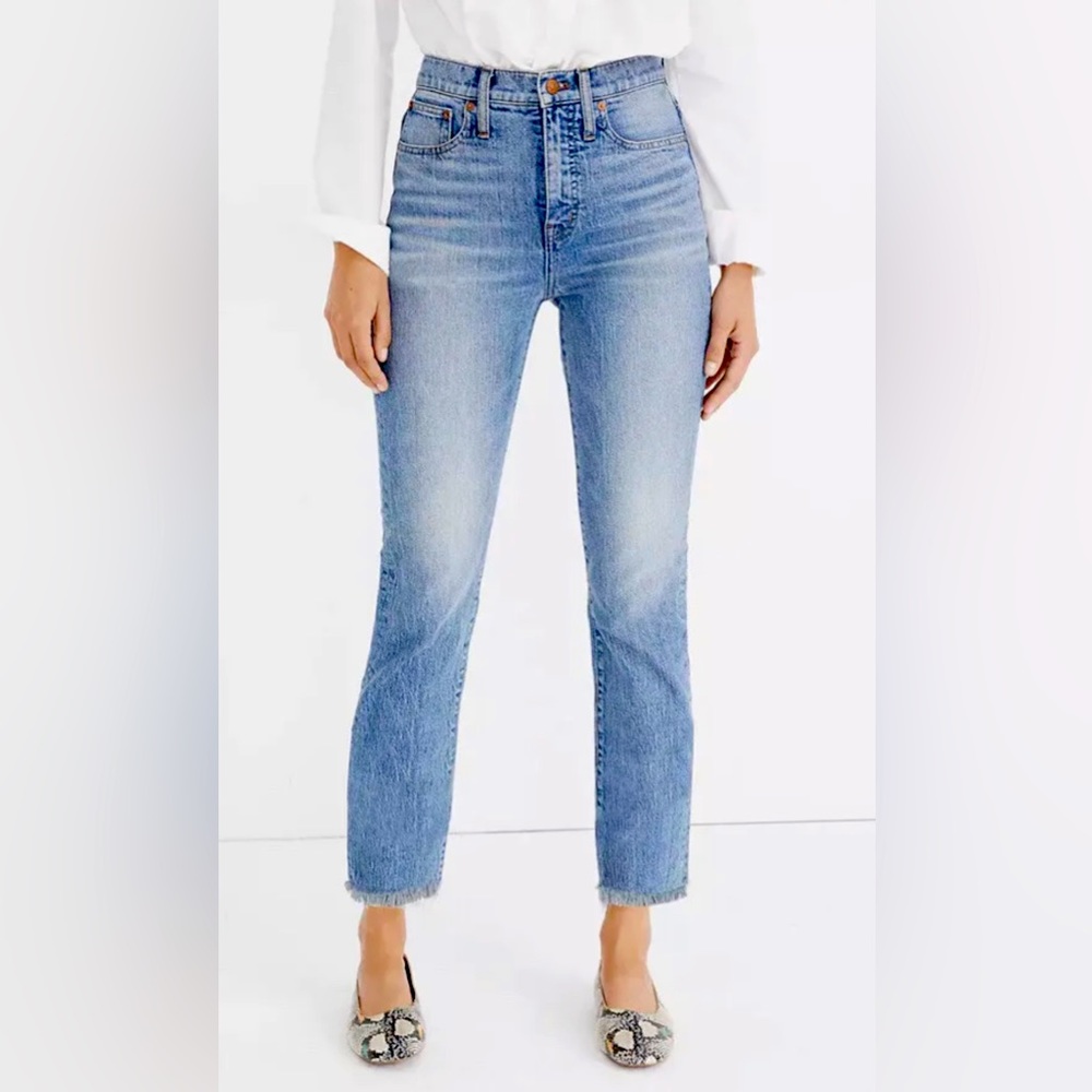 Madewell The Perfect Vintage Crop Jean Ainsworth Wash Raw Hem Size 26